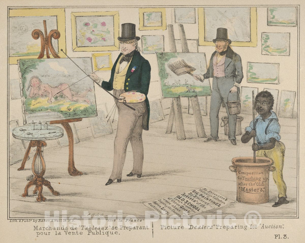 Art Print : Alfred E. Baker - Vive la France, Marchands de Tableaux se Preparant Pour la Vente Publique/Picture Dealers Preparing for Auction : Vintage Wall Art