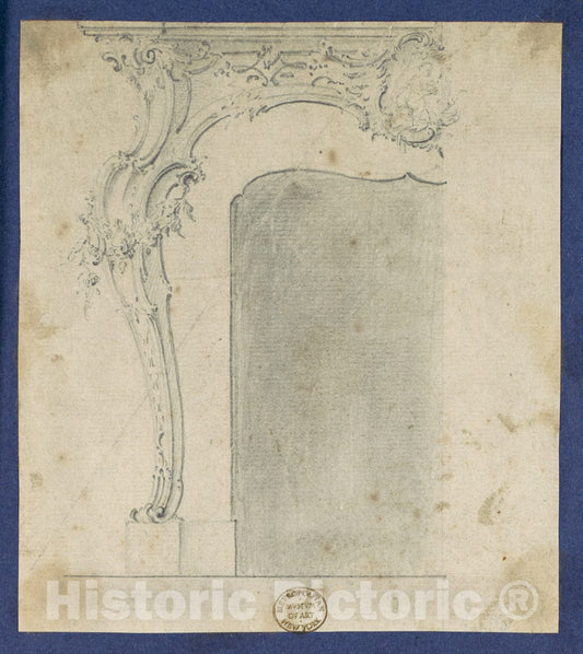 Art Print : Thomas Chippendale - Chimneypiece, in Chippendale Drawings, Vol. I 3 : Vintage Wall Art