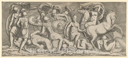 Art Print : Léon Davent - Battle of Amazons : Vintage Wall Art