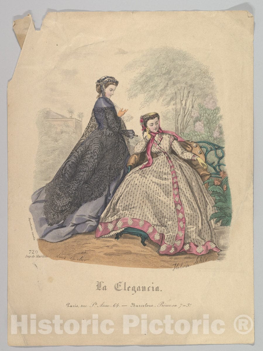 Art Print : Hélöise Leloir - Two Women Outdoors, No. 720, from La Elegancia (Barcelona) : Vintage Wall Art