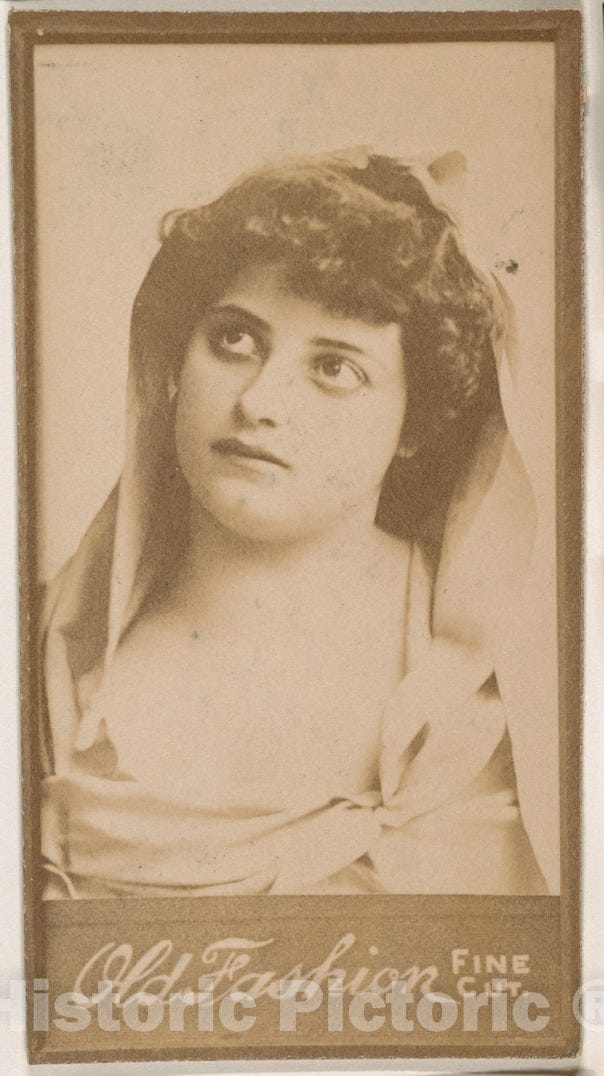 Photo Print : Actress with Shawl Draped Over Hair, from The Actresses Series (N664) Promoting Old Fashion Fine Cut Tobacco : Vintage Wall Art