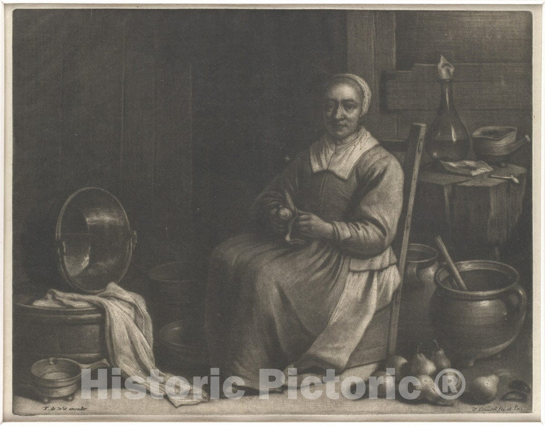 Art Print : Wallerant Vaillant - A Woman Peeling Pears : Vintage Wall Art