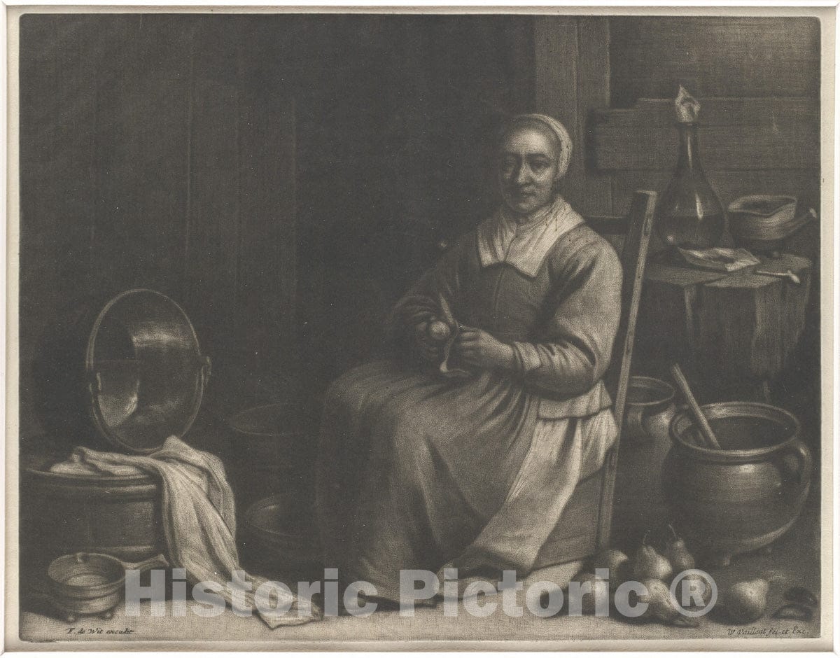 Art Print : Wallerant Vaillant - A Woman Peeling Pears : Vintage Wall Art