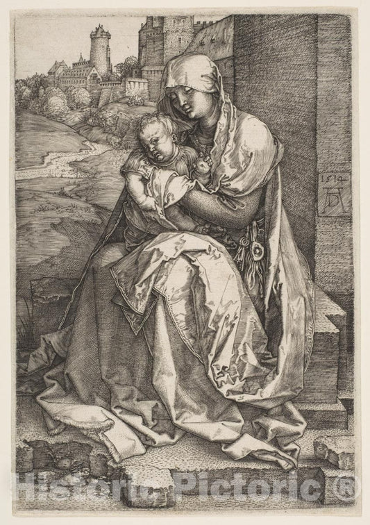 Art Print : Albrecht Dürer - Virgin and Child Seated by The Wall : Vintage Wall Art