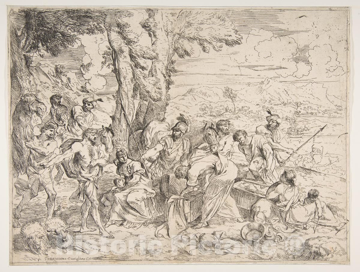 Art Print : Giovanni Benedetto Castiglione (Il Grechetto) - Laban Searching for Idols Among Jacob's Possessions 1 : Vintage Wall Art