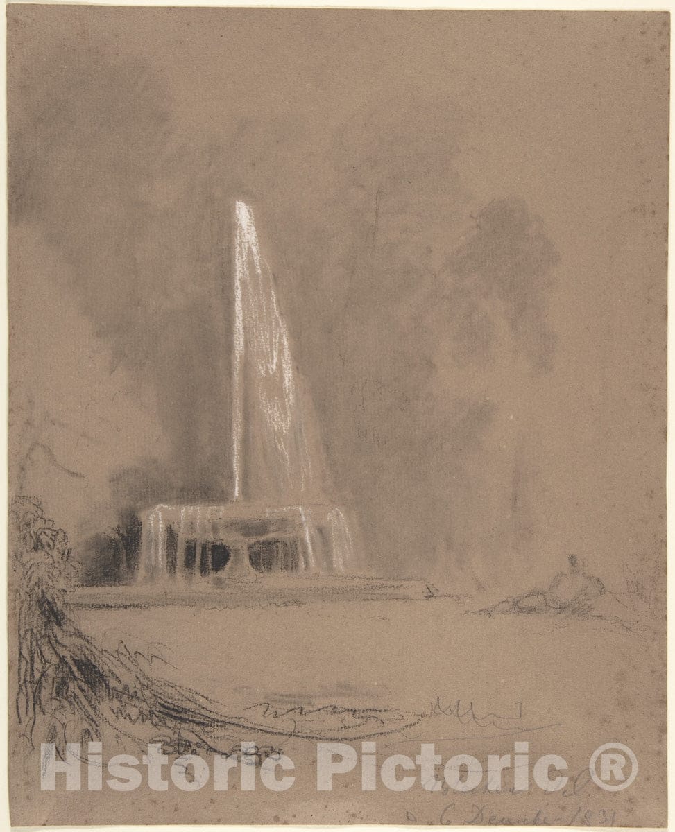 Art Print : Karl Blechen - A Fountain in The Park : Vintage Wall Art