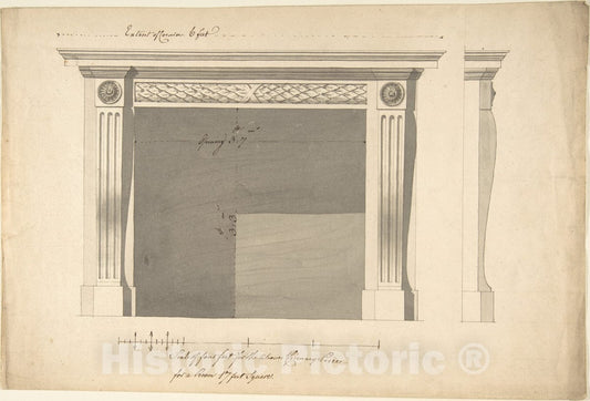 Art Print : Sir William Chambers - Design for a Chimneypiece 2 : Vintage Wall Art