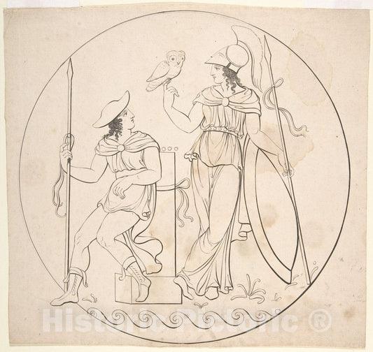 Art Print : Anonymous, German, 19th Century - Hermes and Athena (?) : Vintage Wall Art