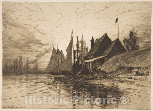 Art Print : Henry Farrer - Evening, New York Harbor : Vintage Wall Art