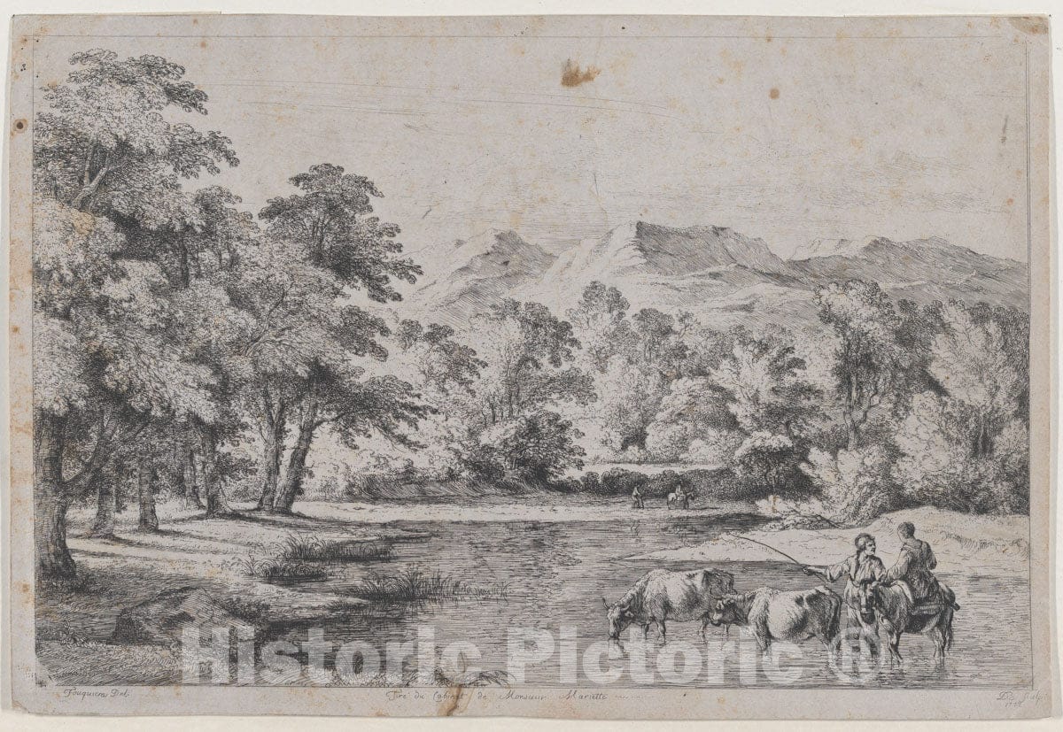Art Print : Jean Jacques de Boissieu - Landscape After Fouquières : Vintage Wall Art