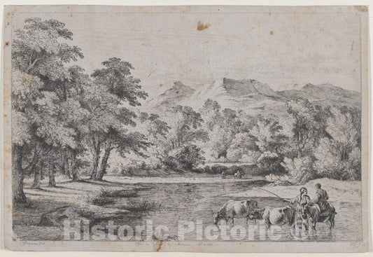 Art Print : Jean Jacques de Boissieu - Landscape After Fouquières : Vintage Wall Art
