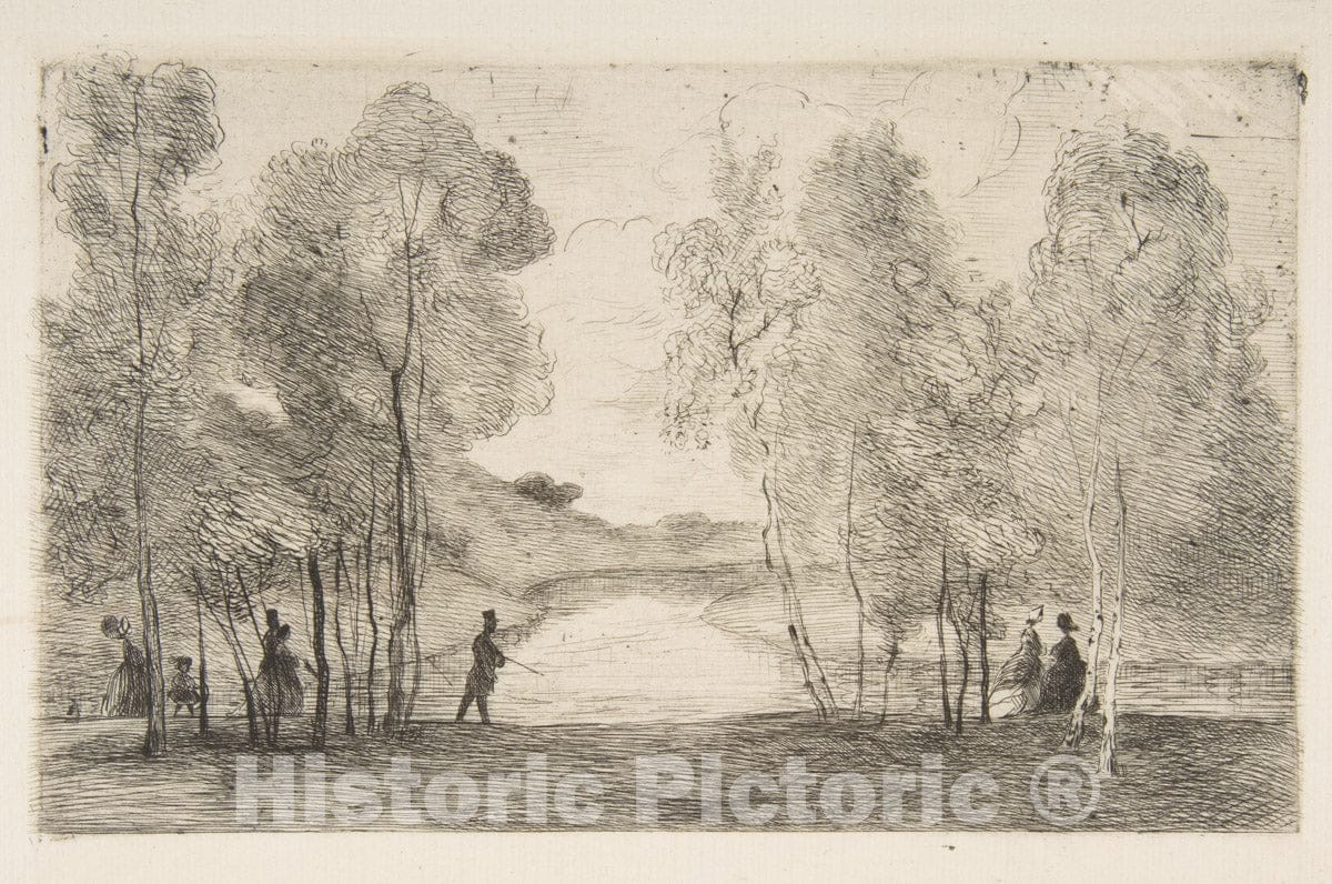 Art Print : Félix Bracquemond - La Lac du Bois de Boulogne : Vintage Wall Art