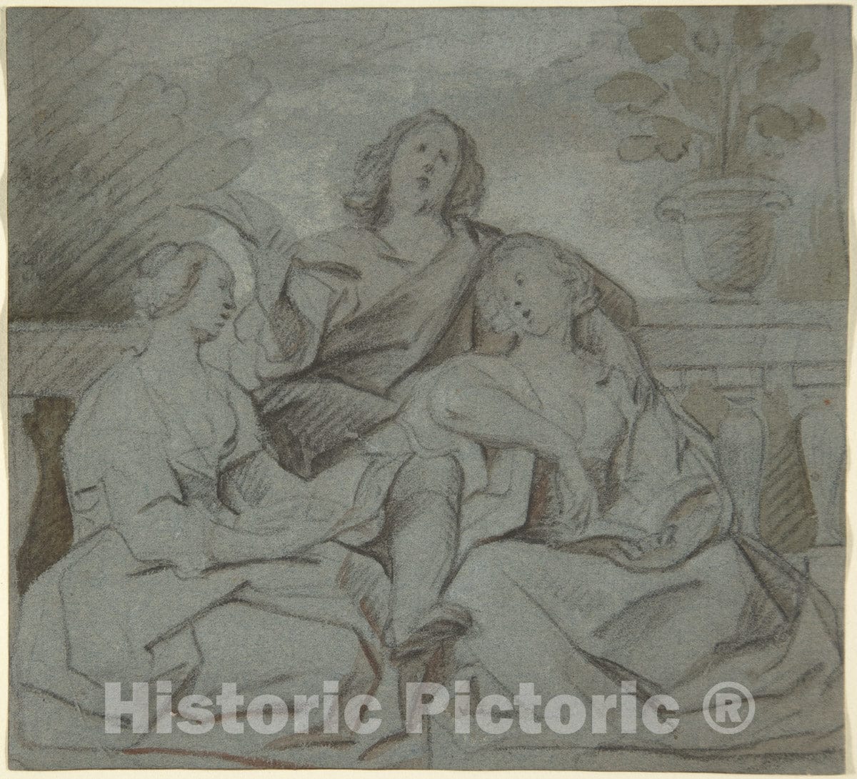 Art Print : Jacob Jordaens - A Youth and Two Girls Singing : Vintage Wall Art