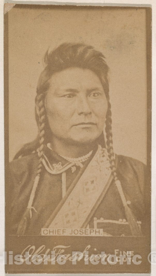 Photo Print : Chief Joseph, from The Indian Chiefs Series (N681) Promoting Old Fashion Fine Cut Tobacco : Vintage Wall Art