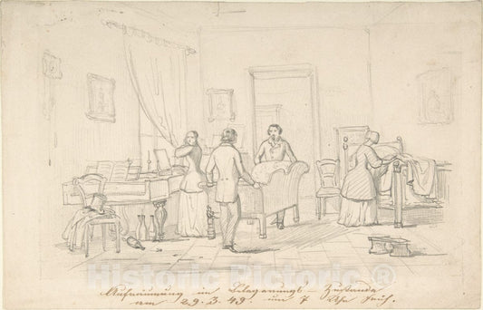 Art Print : German, 19th Century - Interior Scene : Vintage Wall Art