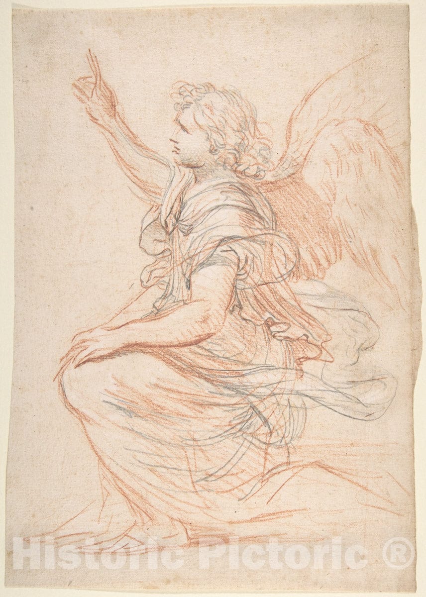 Art Print : Nicolas Mignard - Study for The Archangel Gabriel : Vintage Wall Art