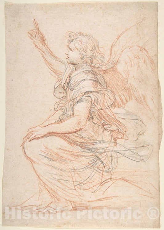 Art Print : Nicolas Mignard - Study for The Archangel Gabriel : Vintage Wall Art