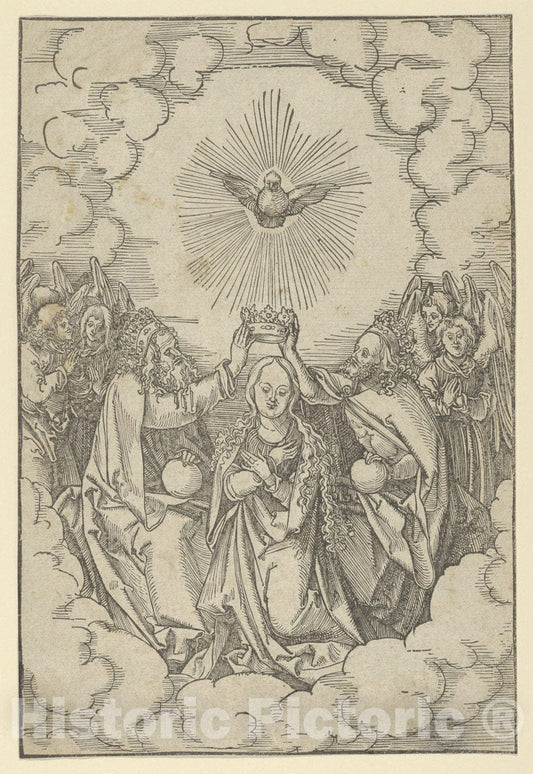 Art Print : Hans Schäufelein - The Coronation of Mary, from Speculum passionis Domini Nostri Ihesu Christi : Vintage Wall Art