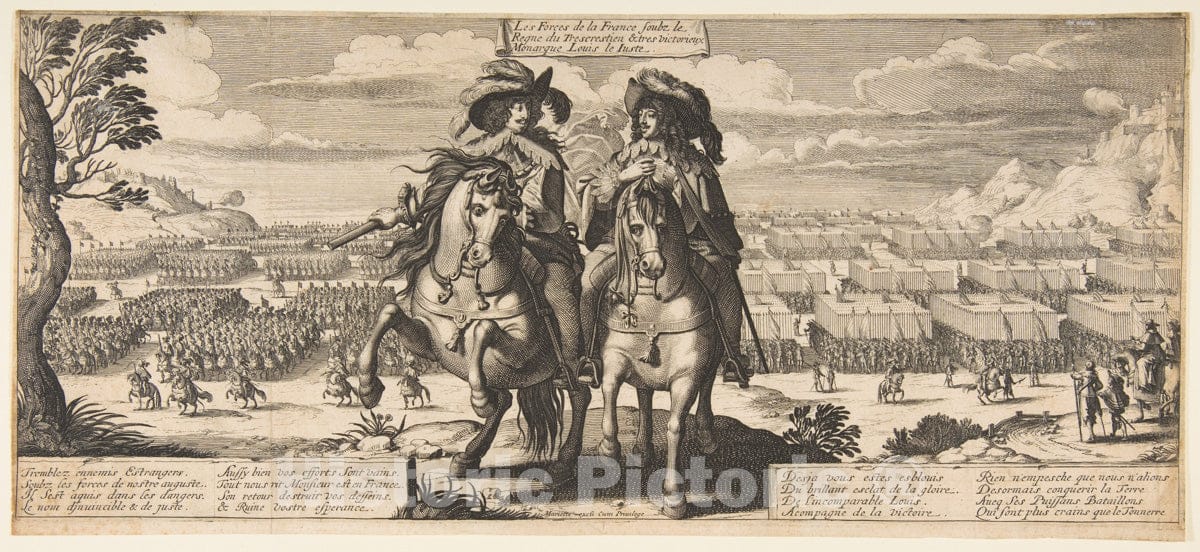 Art Print : Abraham Bosse - The French Forces: Louis XIII and Gaston d'Orléans : Vintage Wall Art