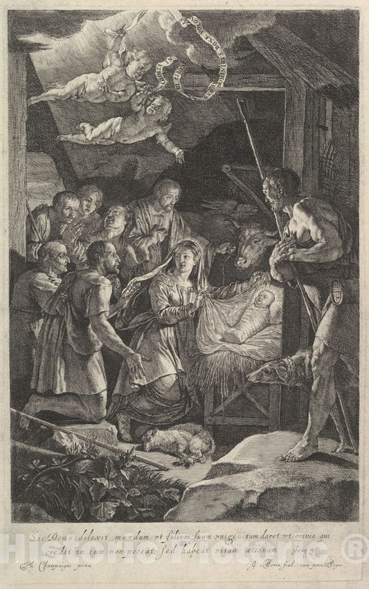Art Print : Jean Morin - L'adoration des bergers : Vintage Wall Art