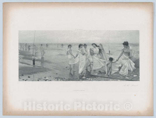 Art Print : Albert Aublet - at The Seaside : Vintage Wall Art