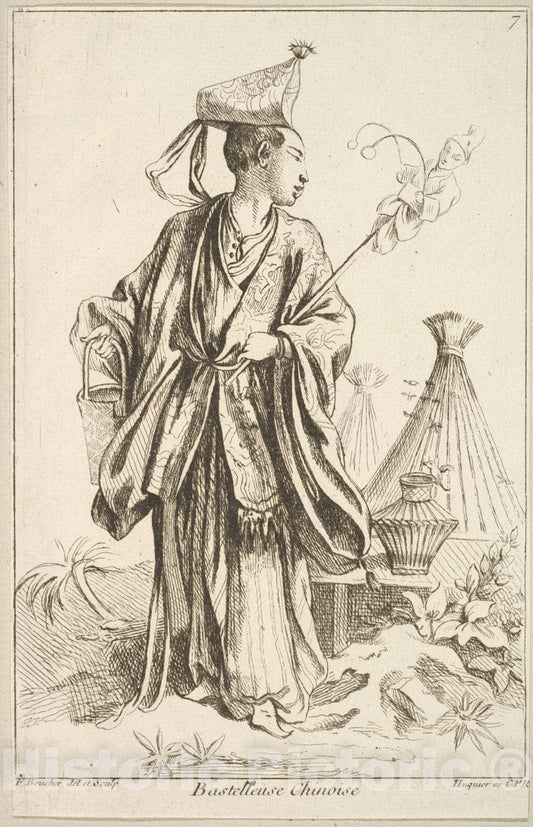 Art Print : François Boucher - Chinese Performer : Vintage Wall Art