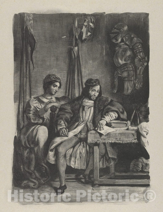 Art Print : Eugène Delacroix - Goetz von Berlichingen Writing His Memoirs 2 : Vintage Wall Art