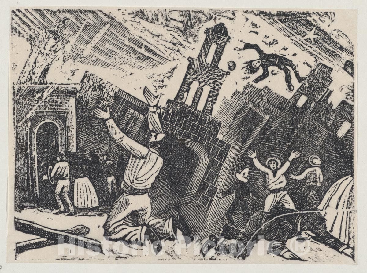 Art Print : José Guadalupe Posada - Chaos During an Earthquake : Vintage Wall Art