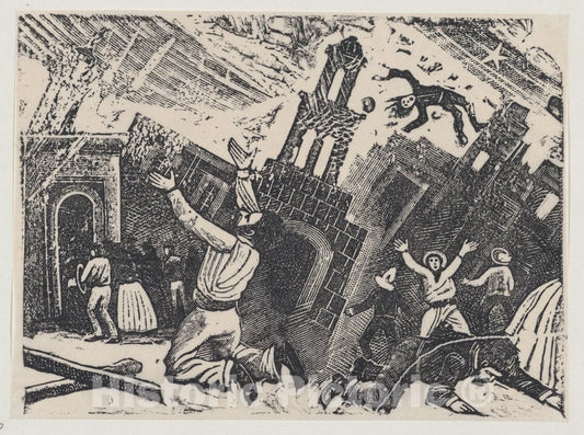 Art Print : José Guadalupe Posada - Chaos During an Earthquake : Vintage Wall Art