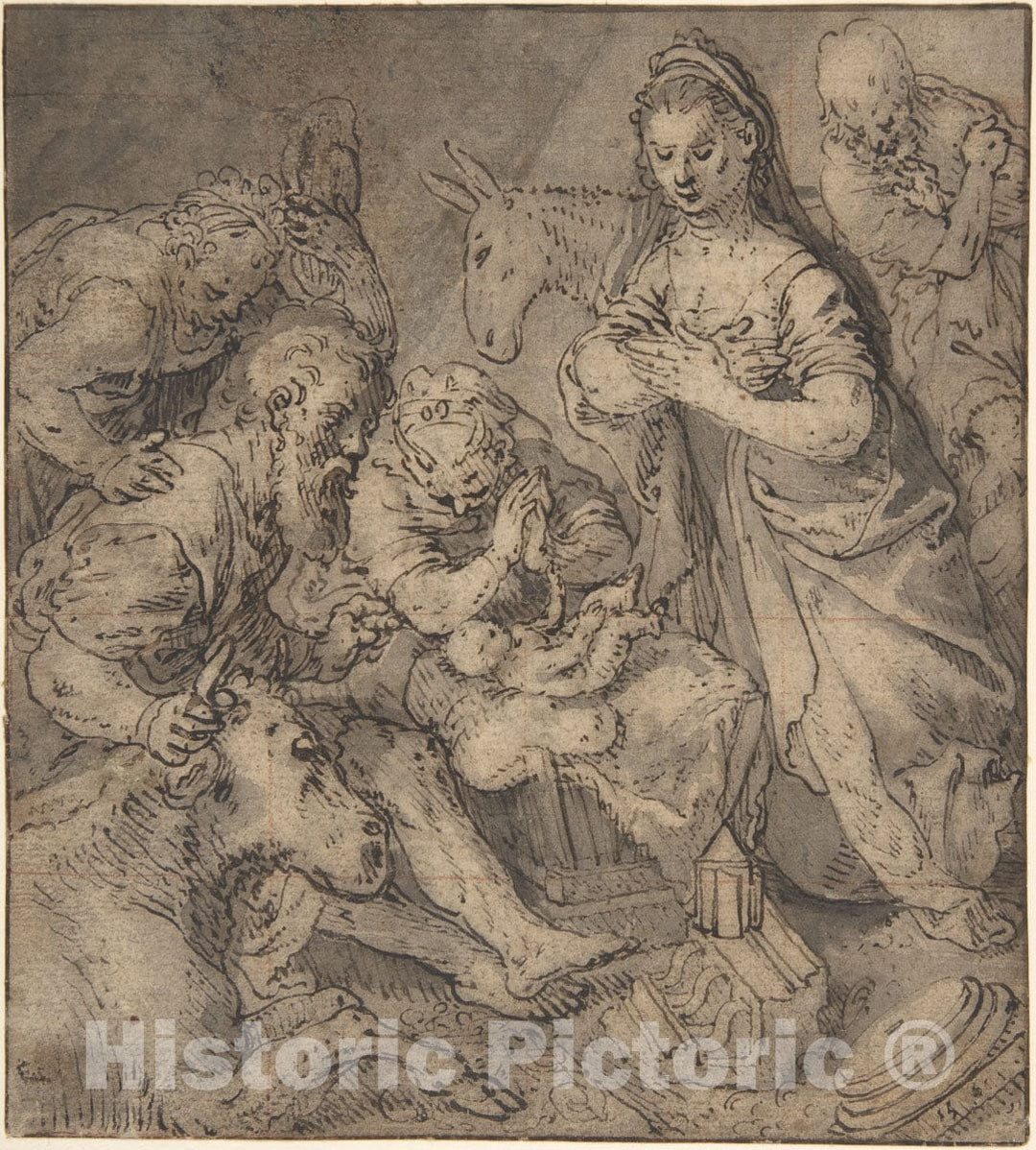 Art Print : Joachim Beuckelaer - Adoration of The Shepherds : Vintage Wall Art