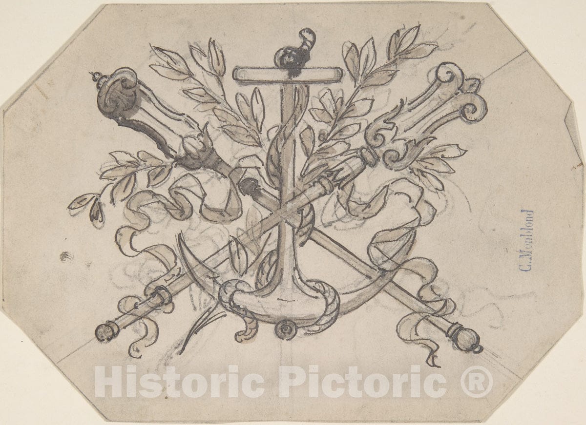 Art Print : Charles Monblond - Devise with Anchor : Vintage Wall Art