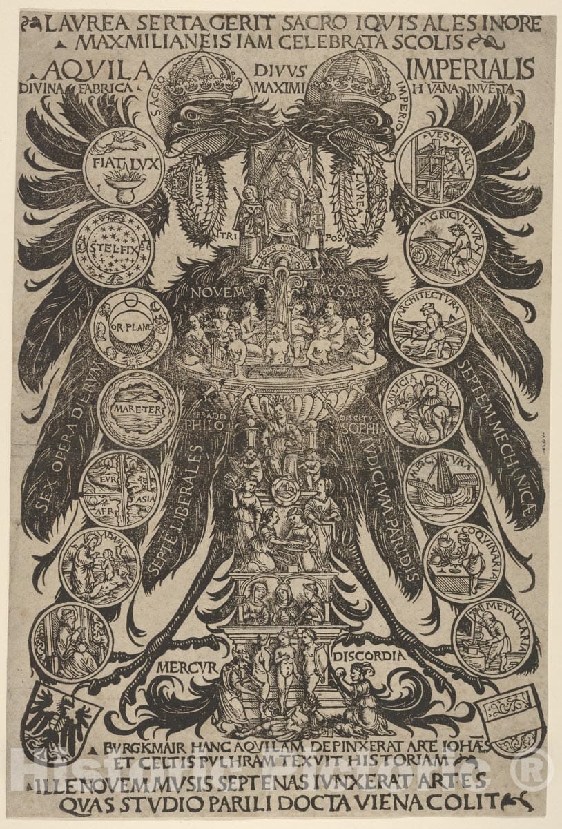 Art Print : Hans Burgkmair - The Imperial Eagle (Aquila Imperialis) : Vintage Wall Art