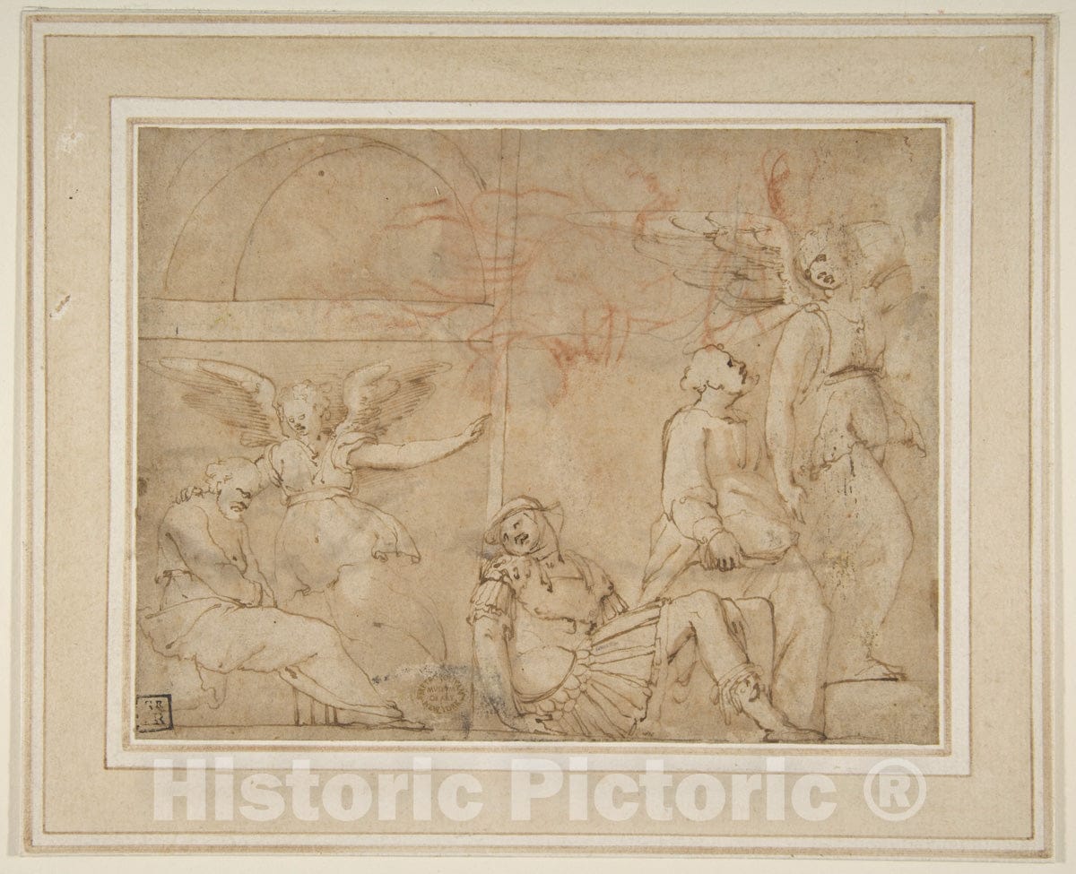 Art Print : After Polidoro da Caravaggio - St. Peter Delivered from Prison : Vintage Wall Art
