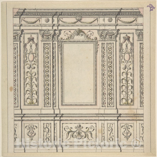 Art Print : Italian, North Italy, 18th Century - Design for a Wall Decoration : Vintage Wall Art