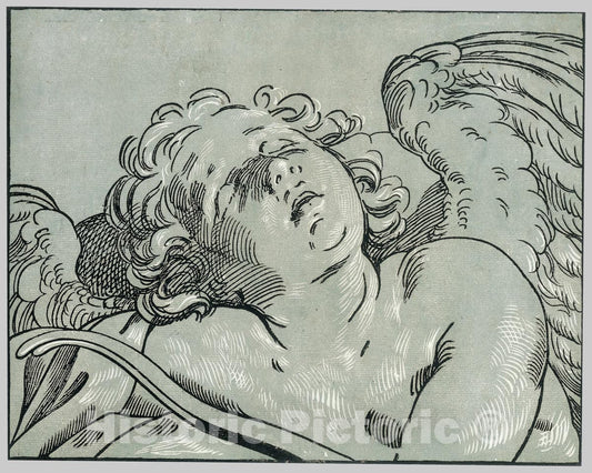 Art Print : Bartolomeo Coriolano - A Sleeping Cupid : Vintage Wall Art