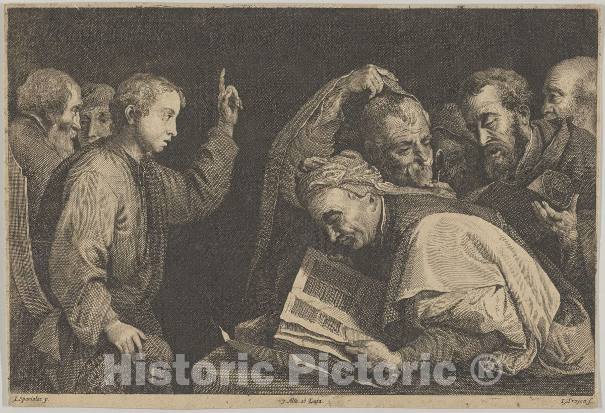 Art Print : Jan Van Troyen - Young Christ Among The Doctors 1 : Vintage Wall Art