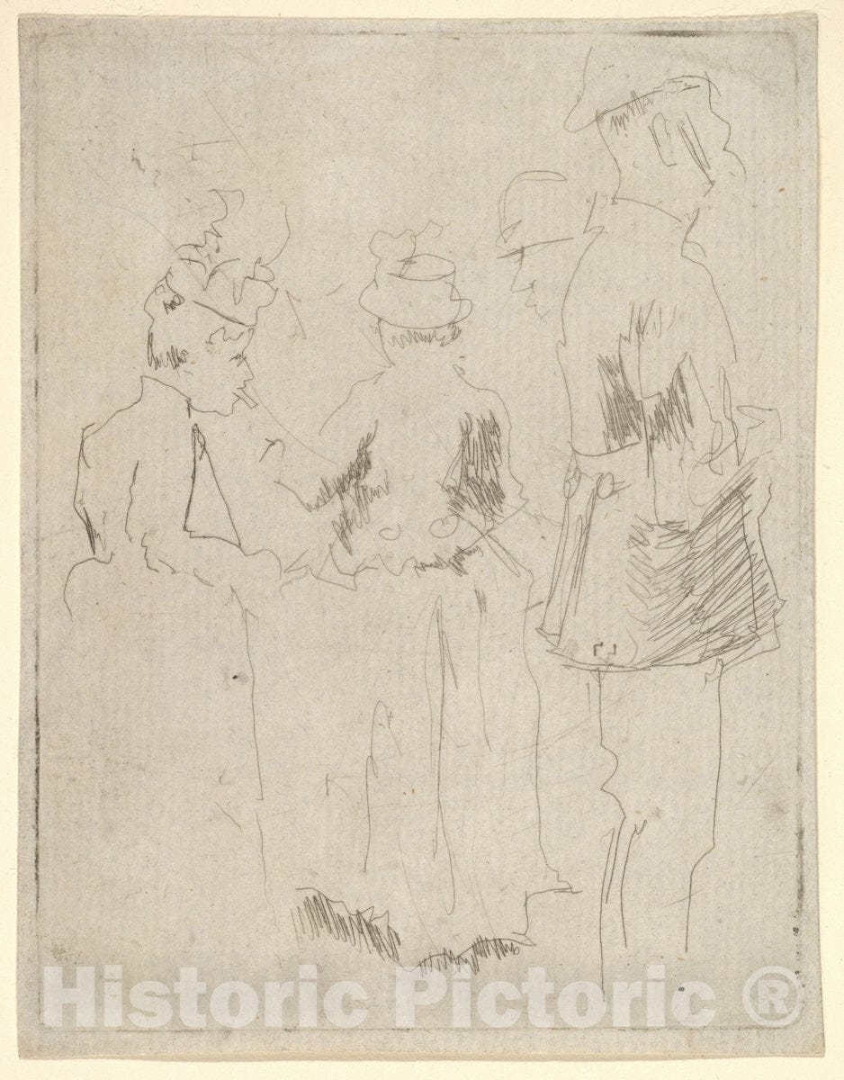 Art Print : Walter Richard Sickert - Sketch of Policeman and Two Women : Vintage Wall Art