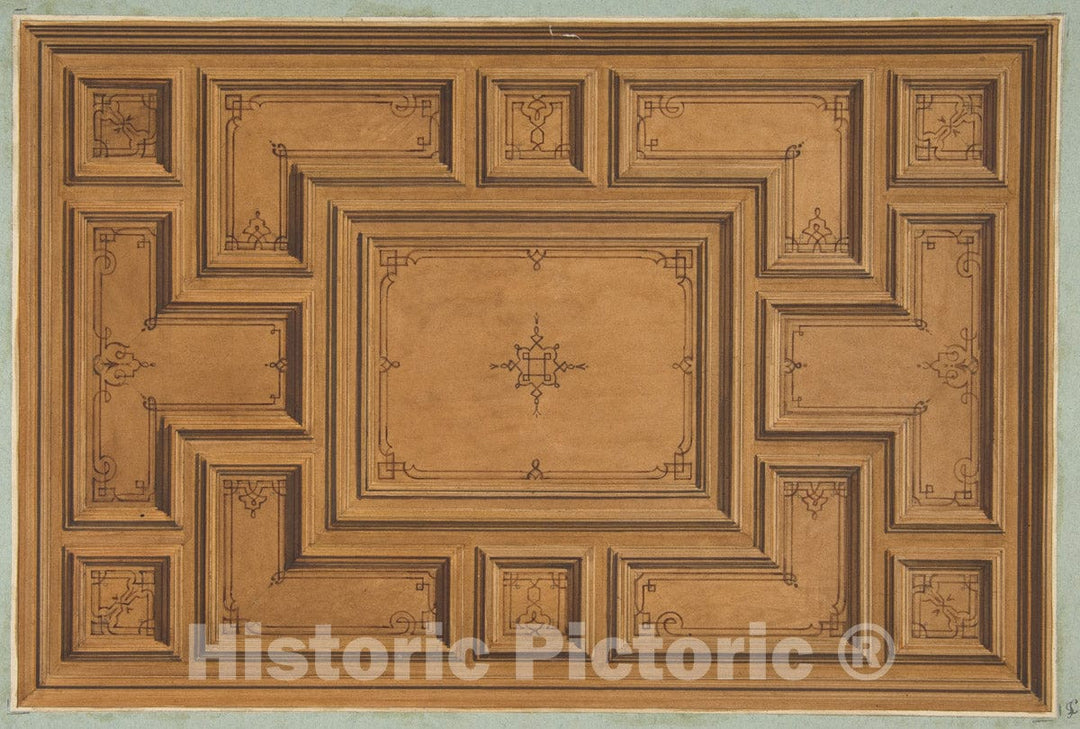 Art Print : Jules-Edmond-Charles Lachaise - Design for a Decorated Ceiling : Vintage Wall Art