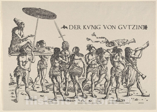 Art Print : Right Side of King Cochin, from Set of Exotic Races - Artist: Hans Burgkmair - Created: 1922 : Vintage Wall Art