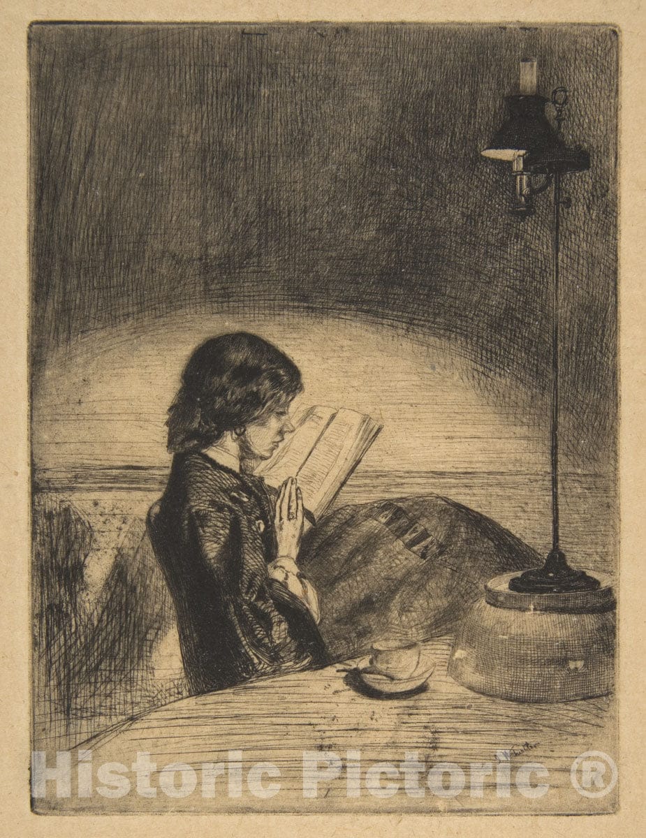Art Print : James McNeill Whistler - Reading by Lamplight 2 : Vintage Wall Art