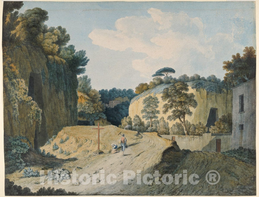 Art Print : Thomas Jones - A Road in a Gorge Near Naples : Vintage Wall Art