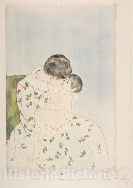 Art Print : Mary Cassatt - Mother's Kiss 1 : Vintage Wall Art