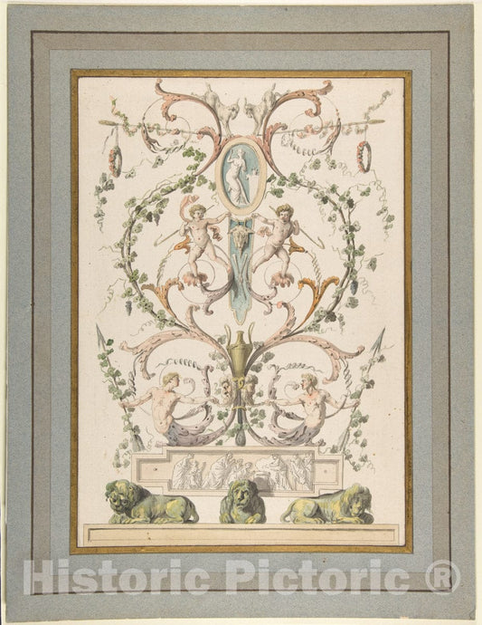 Art Print : Étienne de Lavallée-Poussin - Design for an Arabesque : Vintage Wall Art