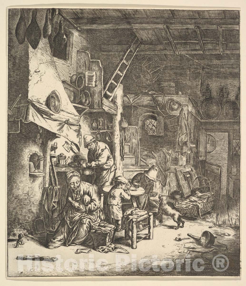 Art Print : After Adriaen Van Ostade - The Family : Vintage Wall Art