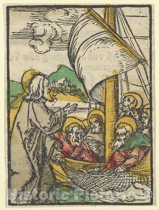 Art Print : Hans Schäufelein - The Second Draught of Fishes by Saint Peter, from Das Plenarium : Vintage Wall Art