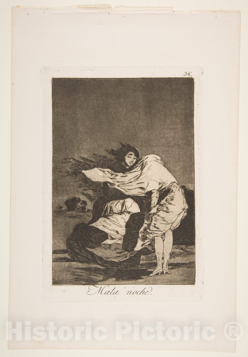 Art Print : Goya - Plate 36 from 'Los Caprichos: A Bad Night (Mala Noche.) 3 : Vintage Wall Art