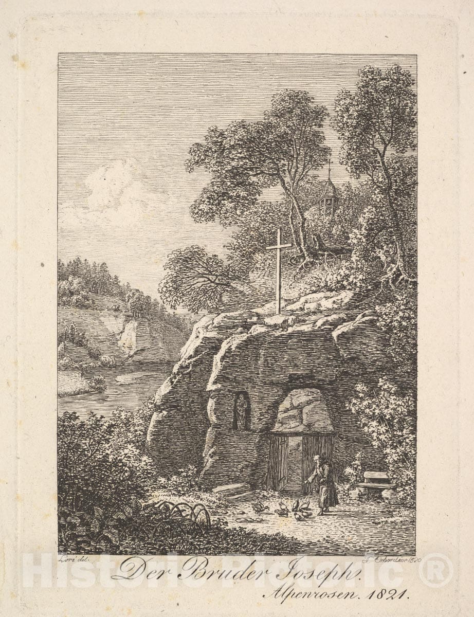 Art Print : Johann Christoph Erhard - Brother Joseph in The Alps : Vintage Wall Art
