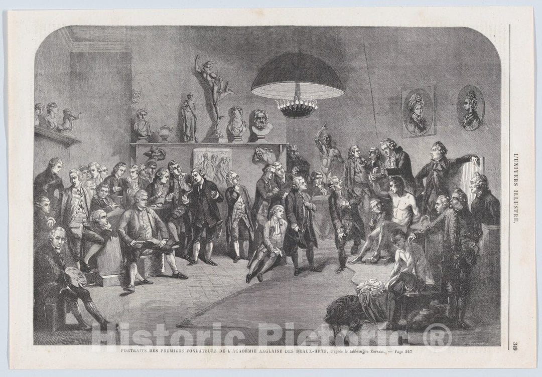 Art Print : Mason Jackson - Portraits des premiers fondateurs de l’Académie Anglaise des Beaux-Arts, from L’Univers Illustré : Vintage Wall Art