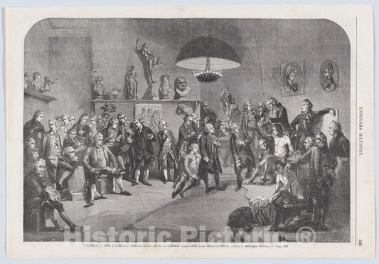 Art Print : Mason Jackson - Portraits des premiers fondateurs de l’Académie Anglaise des Beaux-Arts, from L’Univers Illustré : Vintage Wall Art