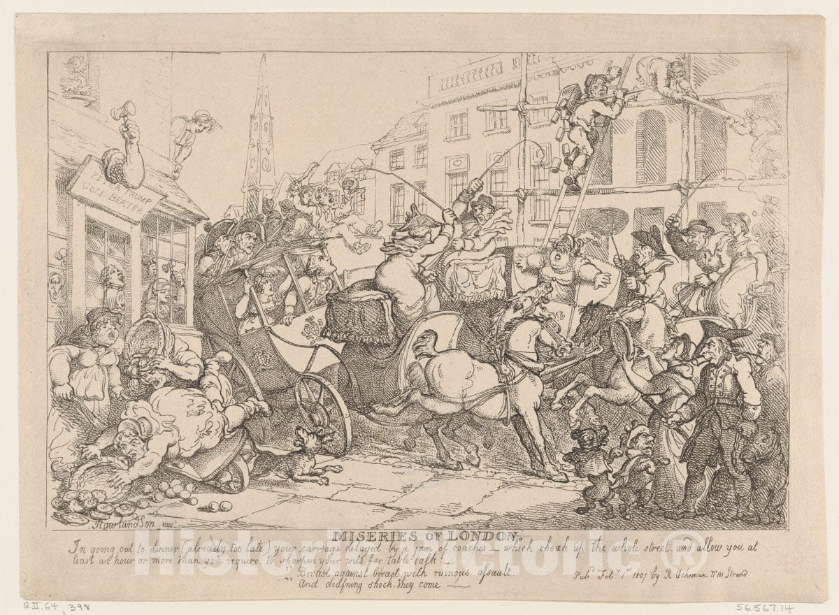 Art Print : Thomas Rowlandson - Miseries of London: Going Out to Dinner 2 : Vintage Wall Art
